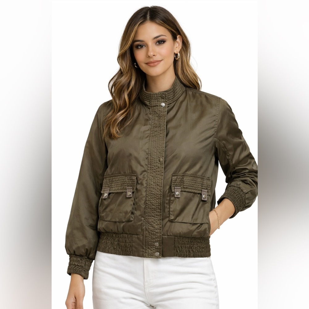 Vintage RW Rainbow West Women Bomber Lined jacket Size Medium Military color